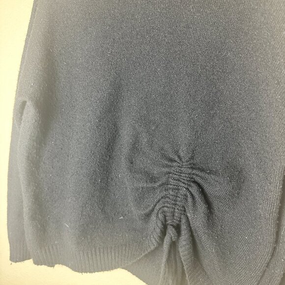 FRENCH CONNECTION Ruched Tie Front Crew Neck Sweater Size XS Black - Picture 4 of 9